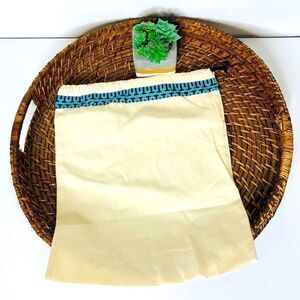 Tory Burch Cream Drawstring Dust Bag Teal Navy